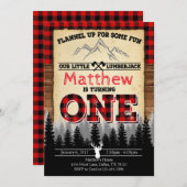 Flannel Lumberjack Birthday Party Invitation Kaart (Voorkant / Achterkant)