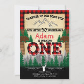 Flannel Lumberjack Birthday Party Invitation Kaart (Voorkant)