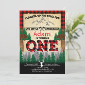Flannel Lumberjack Birthday Party Invitation Kaart (Staand voorkant)
