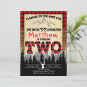 Flannel Lumberjack Birthday Party Invitation Two Kaart (Staand voorkant)