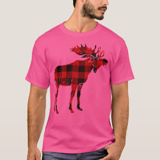 Flannel Moose T Shirt Trendy Unique Outdoor Hiking