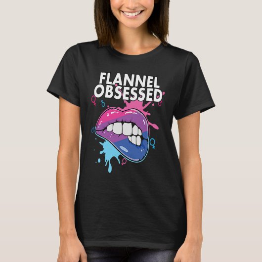 Flannel Obsessed Bisexual Rainbow Pride Bisexualit T-shirt (Voorkant)