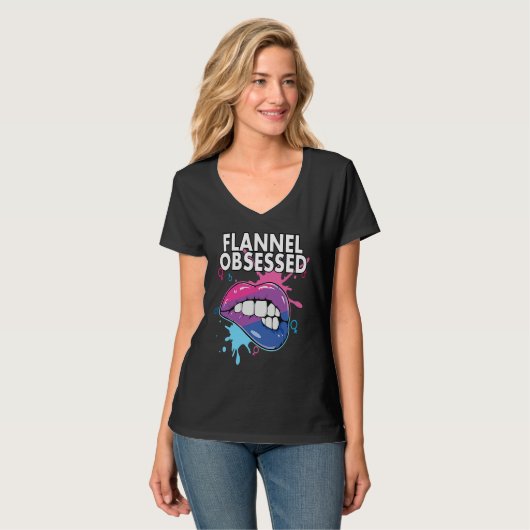 Flannel Obsessed Bisexual Rainbow Pride Bisexualit T-shirt (Voorkant volledig)