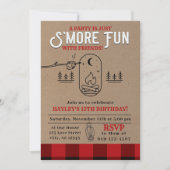 Flannel S'mores Party Buffalo Plaid Birthday Kaart (Voorkant)