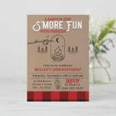 Flannel S'mores Party Buffalo Plaid Birthday Kaart (Staand voorkant)
