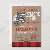 Flannel S'mores Party Buffalo Play Birthday Invit Kaart (Voorkant)