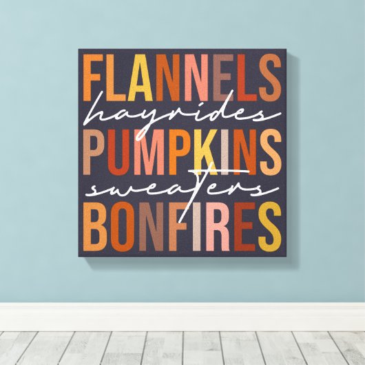 Flannel Sweaters Herfst Favorieten Word Art Canvas Afdruk (Insitu (Houten vloer))