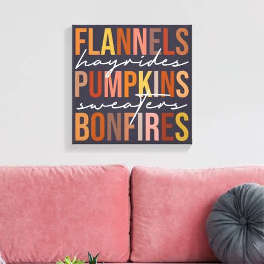 Flannel Sweaters Herfst Favorieten Word Art Canvas Afdruk (Insitu (Woonkamer))