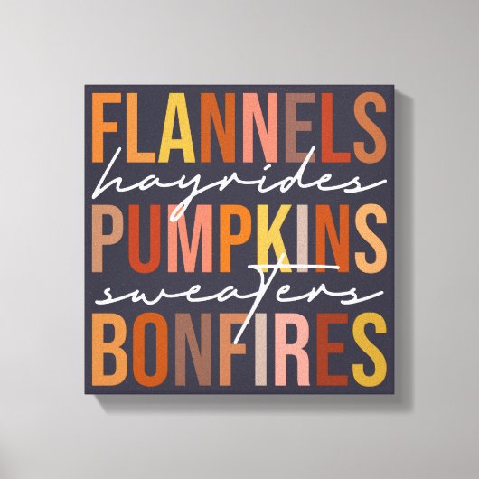Flannel Sweaters Herfst Favorieten Word Art Canvas Afdruk (Voorkant)