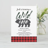 Flannel Wild Eén eerste verjaardagsuitnodigingskaa Kaart (Staand voorkant)