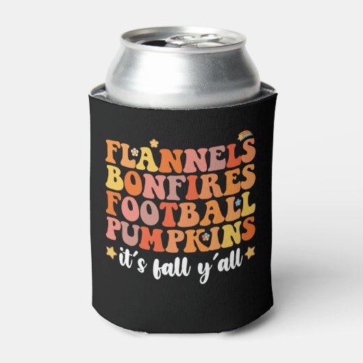 Flannels Bonfires Football Pumpkins Het is Herfst  Blikjeskoeler (Blikje Voorkant)