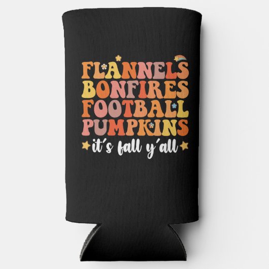 Flannels Bonfires Football Pumpkins Het is Herfst Seltzer Blikjeskoeler (Voorkant)
