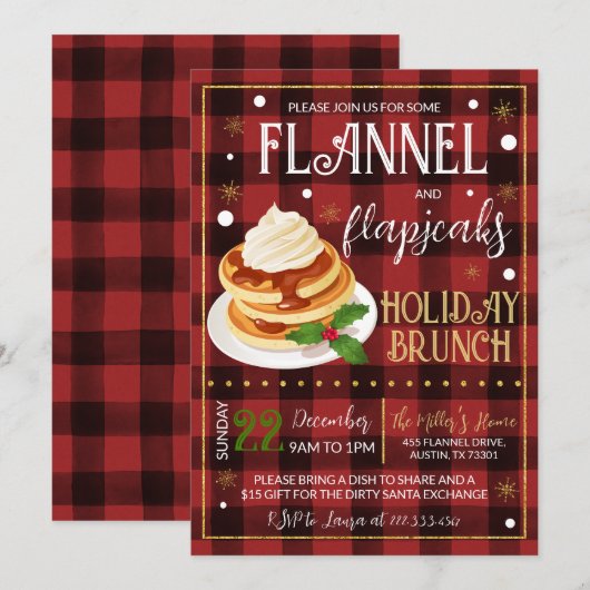 Flannels Flapjacks kerstfeest Kaart (Voorkant / Achterkant)