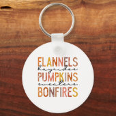 Flannels Hayriders Bonfire Pumpkins Leopard Herfst Sleutelhanger (Voorkant)
