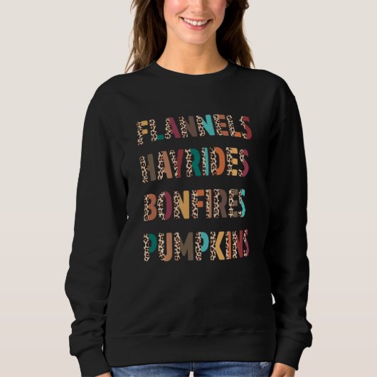 Flannels Hayrides Bonfire Pumpkins Boho Leopard F Trui (Voorkant)