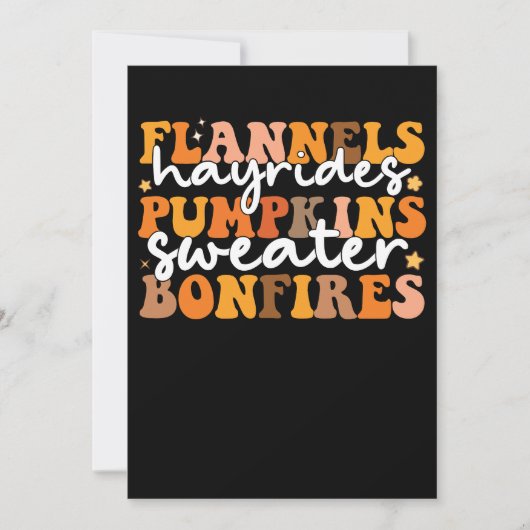 Flannels Hayrides Pompoenen Sweaters Bonfires Groo Kaart (Voorkant)