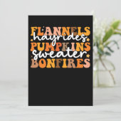 Flannels Hayrides Pompoenen Sweaters Bonfires Groo Kaart (Staand voorkant)
