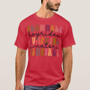 Flannels Hayrides Pumpkin Bonfire Style L T-shirt