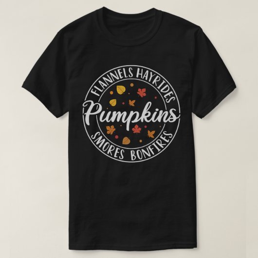 Flannels Hayrides Pumpkins Smores Bonfire Funny A T-shirt (Design voorkant)