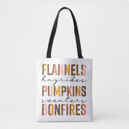 Flannels Hayrides Pumpkins Sweaters Tote Bag
