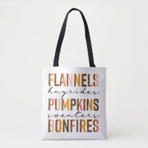 Flannels Hayrides Pumpkins Sweaters Tote Bag