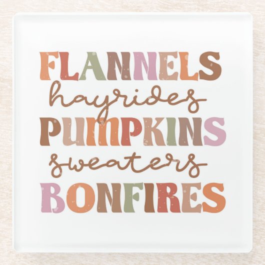 Flannels Pumpkins Bonfire Glazen Onderzetter (Voorkant)