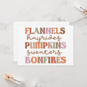 Flannels Pumpkins Bonfire Kaart (Voorkant / Achterkant in situ)