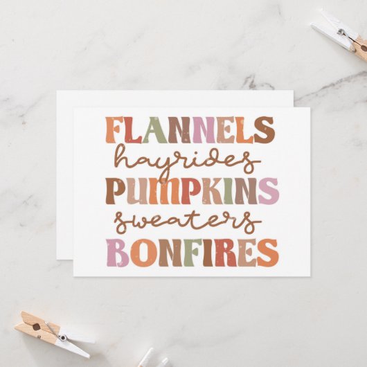 Flannels Pumpkins Bonfire Kaart (Voorkant / Achterkant in situ)