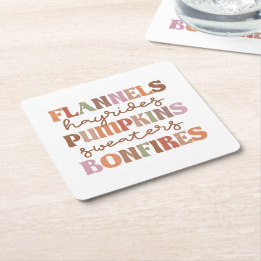 Flannels Pumpkins Bonfire Kartonnen Onderzetters (Schuin)