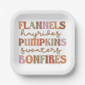 Flannels Pumpkins Bonfire Papieren Bordje (Voorkant)