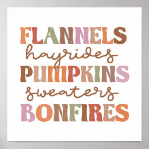 Flannels Pumpkins Bonfire Poster