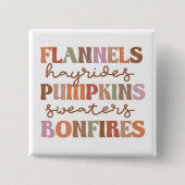 Flannels Pumpkins Bonfire Vierkante Button 5,1 Cm (Voorkant)