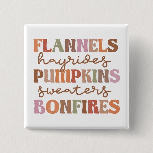 Flannels Pumpkins Bonfire Vierkante Button 5,1 Cm (Voorkant)