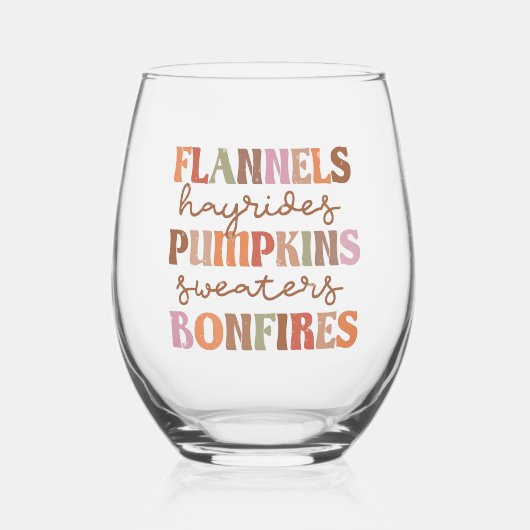 Flannels Pumpkins Bonfire Wijnglas Zonder Voet (Voorkant)