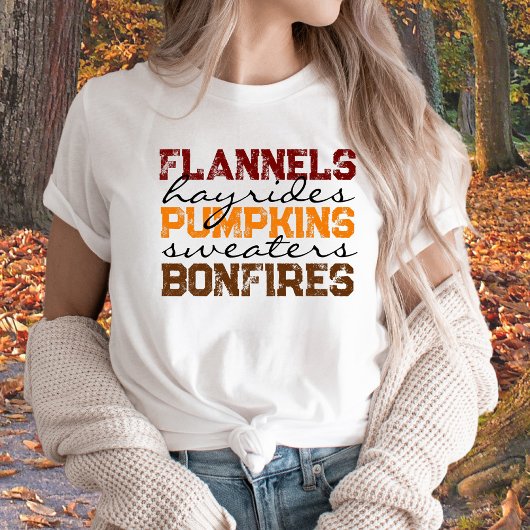 Flannels Pumpkins Hayrides Bonfires Herfst T-shirt