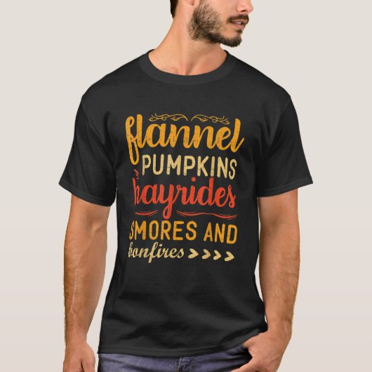Flannels Pumpkins Hayrides Smores Bonfire Thanksg T-shirt (Voorkant)