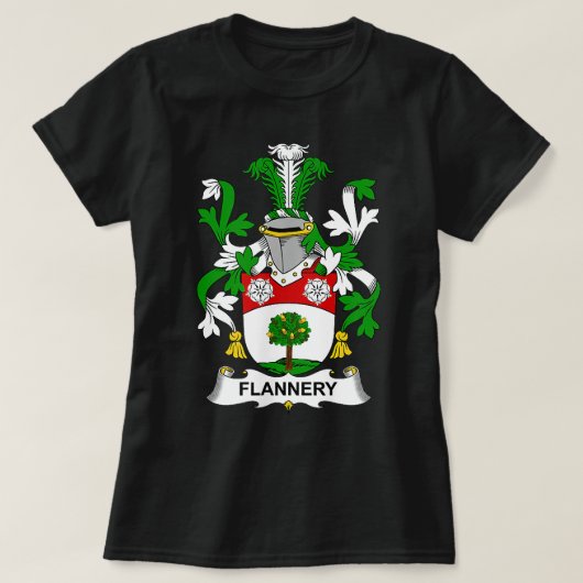Flannery Coat of Arms Family Crest T-shirt (Design voorkant)