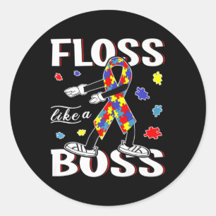 Flantair als een boss Dance Flossing Kind Autisme Ronde Sticker