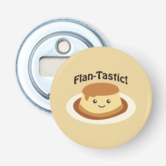 Flantastisch! Cute flan Button Flesopener (Voorkant)