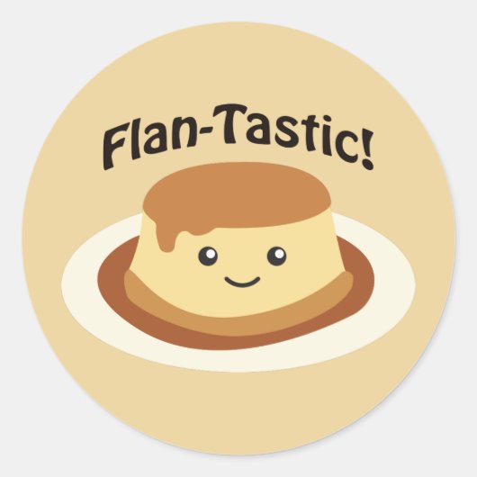 Flantastisch! Cute flan Ronde Sticker (Voorkant)