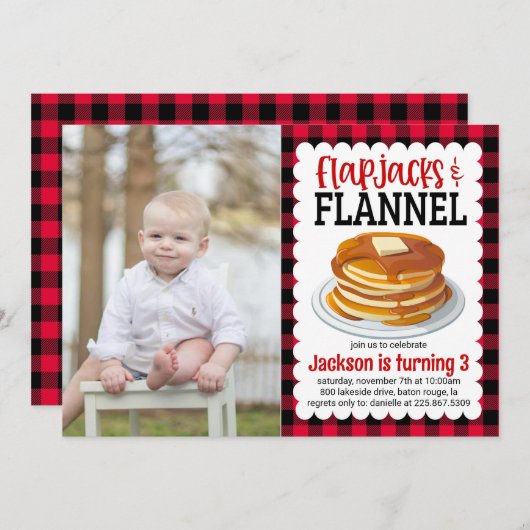 Flapjacks en Flanel Pannenkoek Foto Verjaardag Kaart (Voorkant / Achterkant)