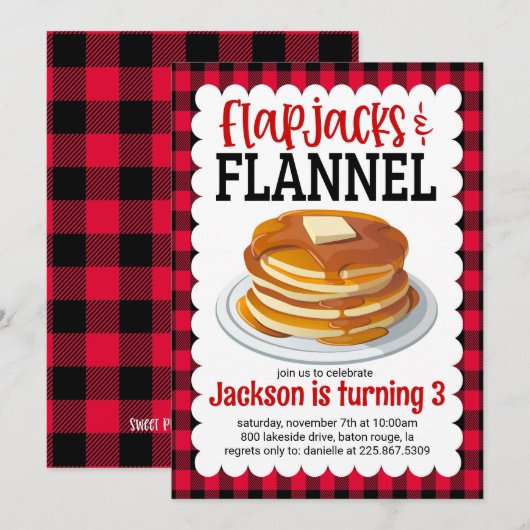 Flapjacks en Flanelen Pannenkoeken Verjaardagsuitn Kaart (Voorkant / Achterkant)
