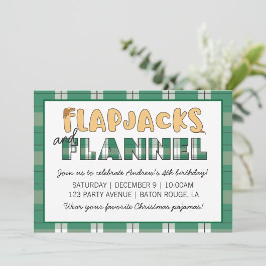 Flapjacks & Flanel Party uitnodiging (Staand voorkant)