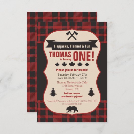 Flapjacks, Flannel en Fun. Buffalo Play Birthday Kaart (Voorkant / Achterkant)