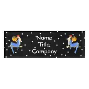 Flapper 1920 Dames op een plank Red Hair Stars Naambadge