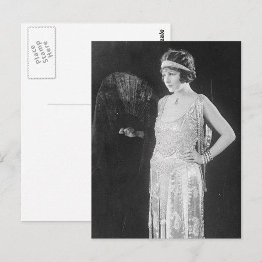 Flapper 1920 zwart-witte foto briefkaart (Voorkant / Achterkant)