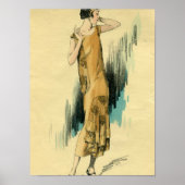 Flapper-1920's Mode Illustration Poster-Print Poster (Voorkant)