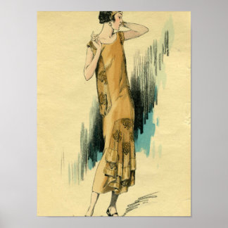 Flapper-1920's Mode Illustration Poster-Print Poster