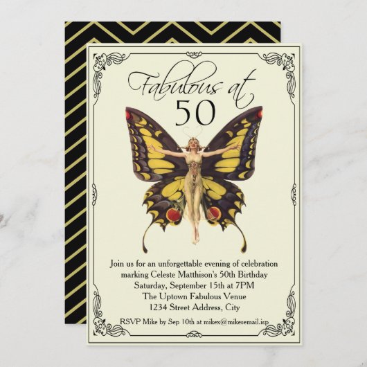 Flapper 50ste verjaardag Kaart (Voorkant / Achterkant)