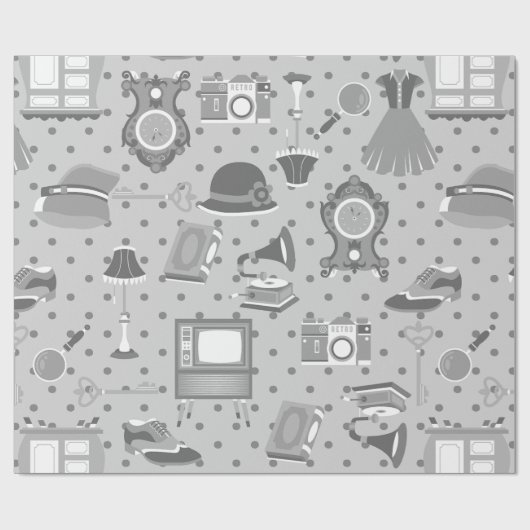 Flapper antiek nostalgie ouderwets decor cadeaupapier (Vlak)